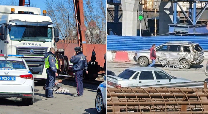 Взбесившийся КамАЗ устроил погоню на Димитровском мосту в Новосибирске