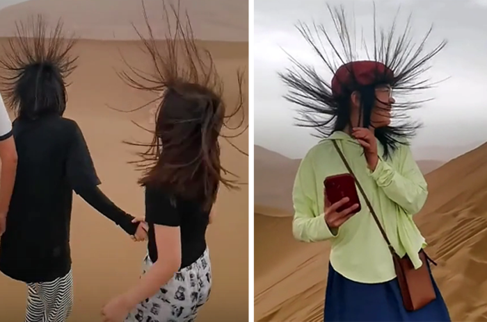 У китайских туристов встали волосы дыбом из-за необычного природного явления
