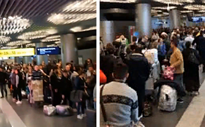 В аэропорту Внуково выстроились огромные очереди пассажиров — в системе регистрации сбой. Видео