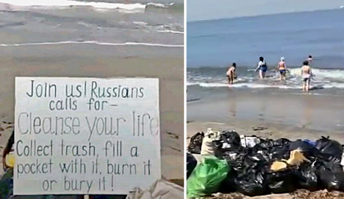 Российские туристы вышли на субботник в Индии и убрали горы мусора на пляже